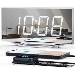 ROCAM Digital Loud Alarm Clock with Bed Shaker, Vibrating Dual Alarm Clock for Heavy Sleepers Adults Seniors, Deaf or Hearing Impaired, 8.7" Large Display, USB Charger, Battery Backup, Easy to Set