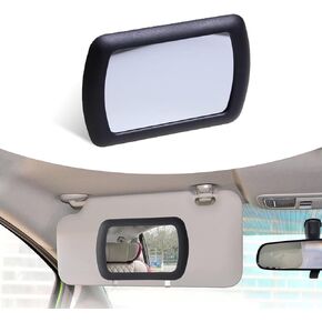 1 PC Car Sun Visor Vanity Mirror, 6.65" x 4.33" Portable Clip-on ABS Flat Glass Mirror Not Block Driving View, Practical Convenient Accessory, Compatible with Most Car Models (Black)