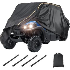 KEMIMOTO UTV Cover 4 Seater 420D Waterproof S Size Compatible with Polaris Ranger Crew 570 / Mule PRO-FXT PRO-DXT/John Deere Gator/Wolverine, 4-6 Seater Heavy Duty with Reflective Strips Cover