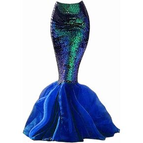 Women's Mermaid Tail Costume Sequin Maxi Skirt Halloween Cosplay Party Dress Up