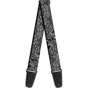 Buckle-Down Guitar Strap Floral Paisley2 Black White 2 Inches Wide (GS-W30679)