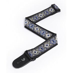 D'Addario Accessories Planet Waves 50J00 2-Inch Tubular Webbing with Blue Jacquard Design