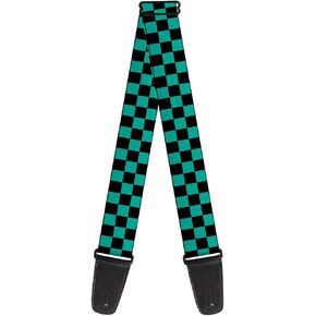 Buckle-Down Guitar Strap Checker Black Teal 2 Inches Wide (GS-W32914)