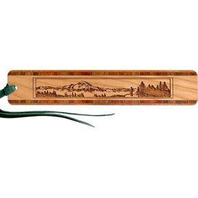 Mountain Wilderness Nature Scene Engraved Handmade Wooden Bookmark - Also Available with Personalization - Made in USA