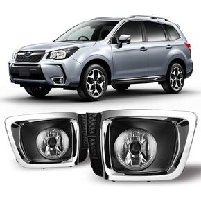 CPW Fog Lights Compatible with [2014 2015 2016 2017 2018 Forester XT] Clear Lens Bumper Driving Fog Lights Pair + Wiring + Switch Kit
