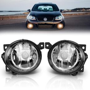 TangMiGe Fog Lights for Volkswagen GTI/Volkswagen Jetta 2006 2007 2008 2009 2010, Premium (VW GTI/Jetta) Fog Lamps Replacement, 1 Pair, Clear Lens