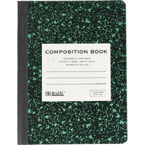 BAZIC 100 Ct. 5-1" Quad-Ruled Marble Composition Book