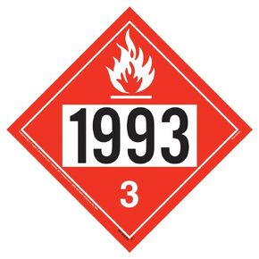 1993 Placard, Class 3 Flammable Liquid 25-pk. - 10.75" x 10.75" Permanent Self Adhesive Vinyl - J. J. Keller & Associates - Complies with DOT Hazmat Placard Requirements