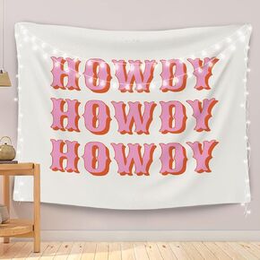 OGILRE Boho Pink Preppy Howdy Home Girls Bedroom Decorations Wall Art Hanging Tapestry, Retro Hippy Preppy Howdy Tapestries, 50x60 Inch