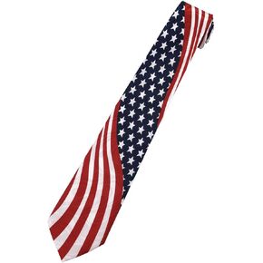 Men's American Flag USA 4th of July Swirls Regular Neck Tie Red White Blue in Kuwait