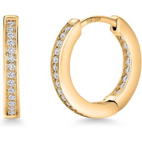 Gem Stone King 925 Sterling Silver White Lab Grown Diamond Hoop Earrings For Women (0.22 Cttw, 15MM = 0.60 Inch Diameter)