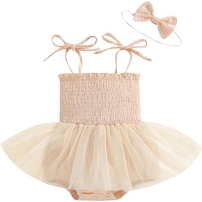 Newborn Baby Girl Romper Dress Sleeveless Pleated Halter Spaghetti Straps Tulle Bodysuit 1Pcs Summer Clothes