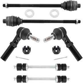 6Pc Suspension Front Inner Outer Tie Rod + Stabilizer Sway Bars Set Fit For Chevrolet Avalanche Silverado 1500 2500 3500 HD & For GMC Sierra Yukon XL & For Hummer H2 ‎K80631 ES3609 ES3488