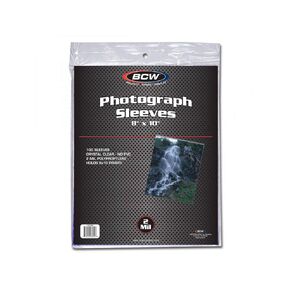 BCW 8X10 Photo Sleeves | Crystal Clear Archival-Quality Protectors for 8x10 Photos | Acid-Free Polypropylene | 8x10 Plastic Sleeve for Prints - Pack of 100
