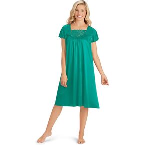 Collections Etc Lace Inset Tricot Nightgown - Elegant Sleepwear
