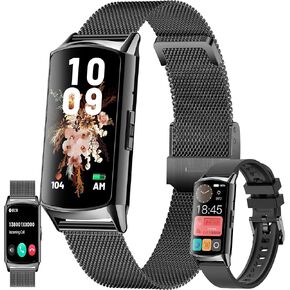 Smart Watch (Answer/Make Calls) for Women, 1.58" AMOLED Smartwatch for Android iPhone, Activity Tracker with Blood Pressure Heart Rate Sleep SpO2 Monitor, 100+ Sports IP68 Fitness Tracker (Black)