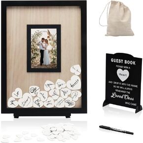 Wedding Guest Book Alternative, Guest Book Wedding Reception, Wedding Guest Book with Wooden Hearts Guest Book Signs for Wedding Anniversary Birthday Party Baby Shower