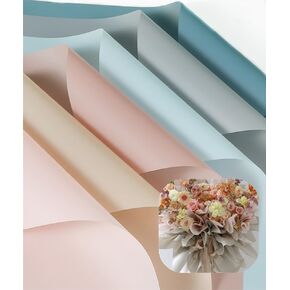 JOSON 30 sheets/6 colors Korean style waterproof solid color flower wrapping paper, florist bouquet paper, DIY crafts, gift packaging or gift box packaging, 23x23 inches