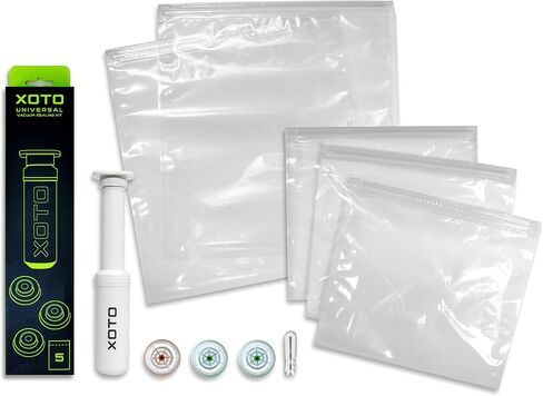 مجموعة المضخة اليدوية XOTO Universal Vacuum Sealing Kit بما في ذلك الصمامات القابلة لإعادة الاستخدام وأكياس التخزين in Saudi Arabia
