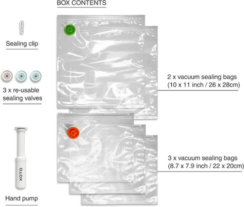 مجموعة المضخة اليدوية XOTO Universal Vacuum Sealing Kit بما في ذلك الصمامات القابلة لإعادة الاستخدام وأكياس التخزين in Saudi Arabia