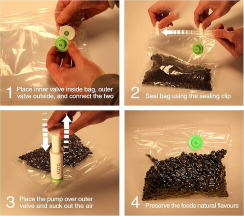 مجموعة المضخة اليدوية XOTO Universal Vacuum Sealing Kit بما في ذلك الصمامات القابلة لإعادة الاستخدام وأكياس التخزين in Saudi Arabia