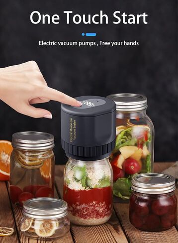 Electric Mason Jar Vacuum Sealer Kit for Wide Mouth and Regular Mouth Mason Jars, Vacuum Sealing Machine for Food Storage, Preserve Freshness with Effortless Sealing Power in Saudi Arabia