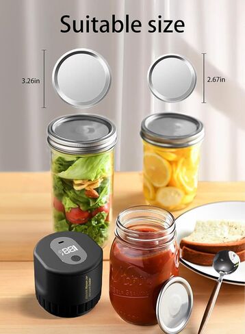 Electric Mason Jar Vacuum Sealer Kit for Wide Mouth and Regular Mouth Mason Jars, Vacuum Sealing Machine for Food Storage, Preserve Freshness with Effortless Sealing Power in Saudi Arabia