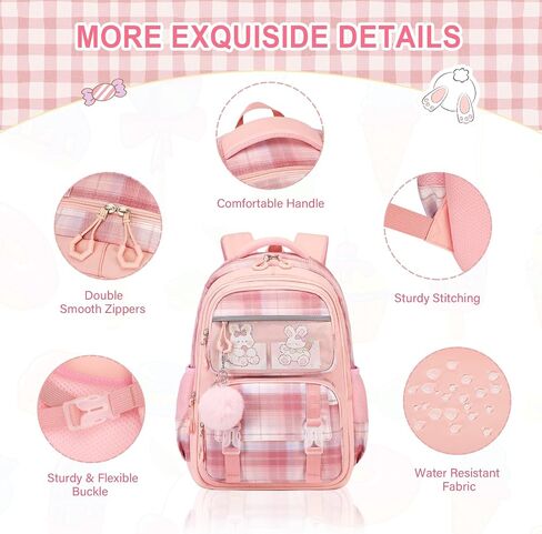 Bevalsa School Backpack for Girls, Backpack with Lunch Box Kids Girls, Cute Bookbag for Girls Kids Teens Elementary Middle High School College Student Casual Travel Daypack Children Schoolbag (Blue) in Saudi Arabia