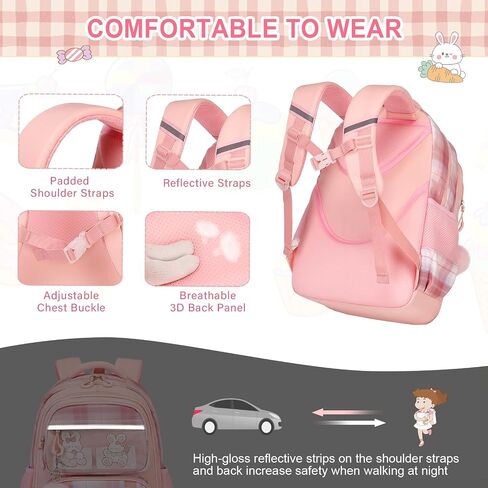Bevalsa School Backpack for Girls, Backpack with Lunch Box Kids Girls, Cute Bookbag for Girls Kids Teens Elementary Middle High School College Student Casual Travel Daypack Children Schoolbag (Blue) in Saudi Arabia