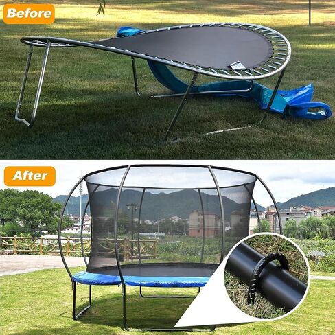 Trampolines Stakes, 8 pcs 12" U-Shape Trampoline Anchors High Wind Heavy Duty, Made of Galvanized Steel Sharp Ends Trampoline Tie Down Anchor Kit, Ground Anchors for Camping Tent, Black in Saudi Arabia