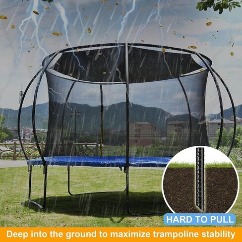 Trampolines Stakes, 8 pcs 12" U-Shape Trampoline Anchors High Wind Heavy Duty, Made of Galvanized Steel Sharp Ends Trampoline Tie Down Anchor Kit, Ground Anchors for Camping Tent, Black in Saudi Arabia