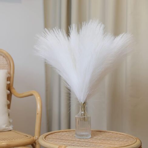 12 قطعة من سيقان عشب بومباس الاصطناعي، بطول 17.7 سم لتزيين عشب بومباس الصناعي لتزيين المنزل وتنسيقات الزهور وديكور حفلات الزفاف (رمادي) in Kuwait