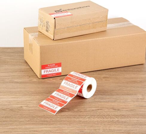 Restaurantware Label Tek 3 x 2 Inch Packaging Stickers 500 Premium Shipping Labels - Team Lift Sustainable Red Paper Inventory Stickers High-Visibility with Strong Adhesives in Kuwait