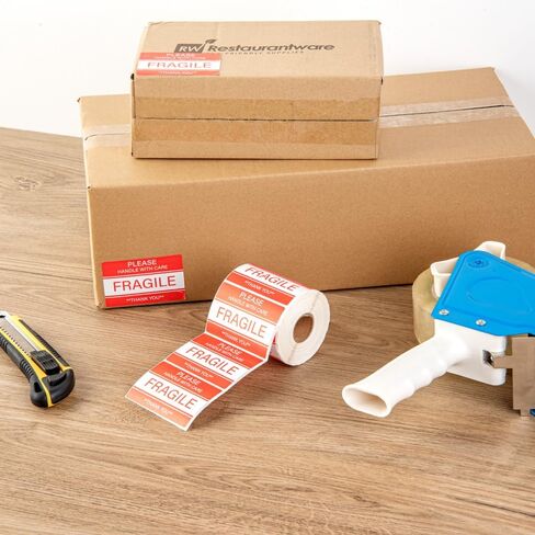 Restaurantware Label Tek 3 x 2 Inch Packaging Stickers 500 Premium Shipping Labels - Team Lift Sustainable Red Paper Inventory Stickers High-Visibility with Strong Adhesives in Kuwait