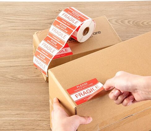 Restaurantware Label Tek 3 x 2 Inch Packaging Stickers 500 Premium Shipping Labels - Team Lift Sustainable Red Paper Inventory Stickers High-Visibility with Strong Adhesives in Kuwait