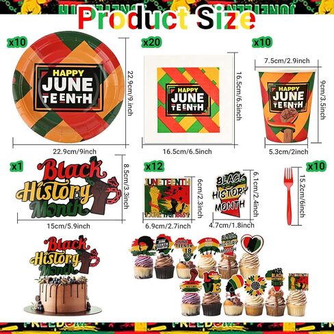 Juneteenth Party Tableware Set Including Banner Tablecloth Napkins Cups Forks Plates Balloon for June 19th Independence Day Theme Party Supplies in Saudi Arabia