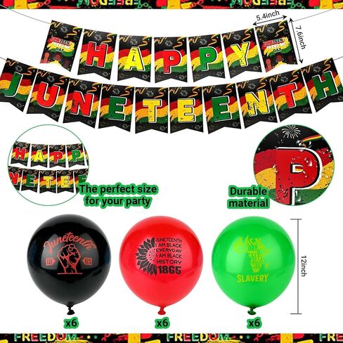 Juneteenth Party Tableware Set Including Banner Tablecloth Napkins Cups Forks Plates Balloon for June 19th Independence Day Theme Party Supplies in Saudi Arabia