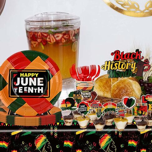 Juneteenth Party Tableware Set Including Banner Tablecloth Napkins Cups Forks Plates Balloon for June 19th Independence Day Theme Party Supplies in Saudi Arabia