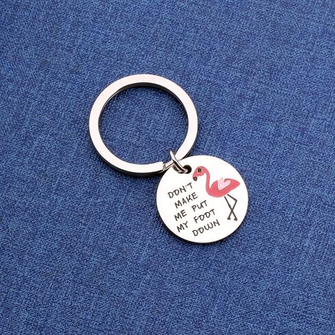 Funny Flamingo Keychain Don't Make Me Put My Foot Down Pink Flamingo Gift in Saudi Arabia