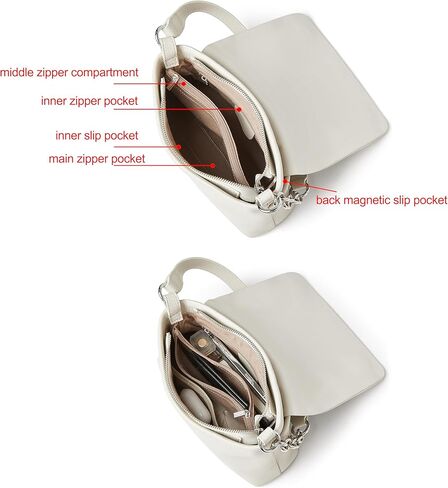 حقيبة كتف دوريس آند جاكي من الجلد الناعم للنساء حقائب يد كاجوال متوسطة الحجم قابلة للتحويل مع شريطين قابلين للفصل in Kuwait