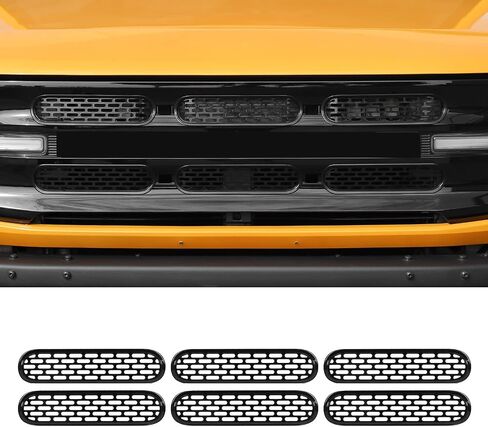 Hoolcar Front Grill Covers Center Grille Inserts Cover Trim Kit Compatible with 2021-2023 Ford Bronco, Black (6Pcs) in Saudi Arabia