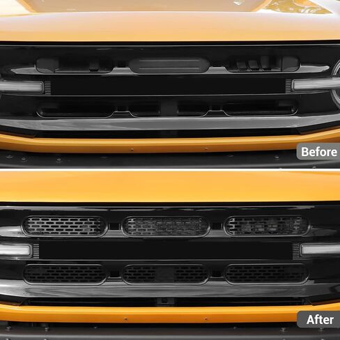Hoolcar Front Grill Covers Center Grille Inserts Cover Trim Kit Compatible with 2021-2023 Ford Bronco, Black (6Pcs) in Saudi Arabia