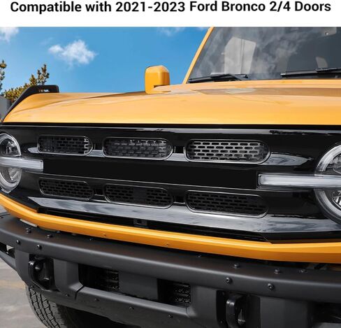 Hoolcar Front Grill Covers Center Grille Inserts Cover Trim Kit Compatible with 2021-2023 Ford Bronco, Black (6Pcs) in Saudi Arabia