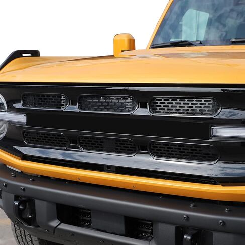 Hoolcar Front Grill Covers Center Grille Inserts Cover Trim Kit Compatible with 2021-2023 Ford Bronco, Black (6Pcs) in Saudi Arabia