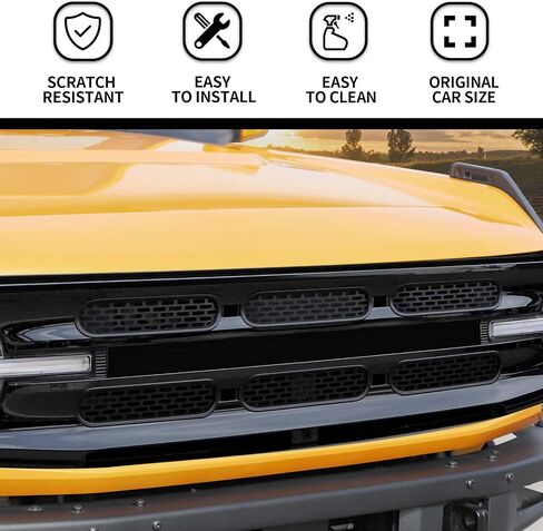 أغطية الشواية الأمامية من Hoolcar مجموعة أغطية شبكية مركزية متوافقة مع 2021-2023 Ford Bronco، أسود (6 قطع) in Saudi Arabia