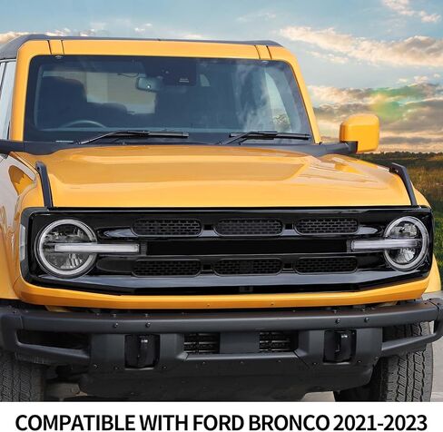 أغطية الشواية الأمامية من Hoolcar مجموعة أغطية شبكية مركزية متوافقة مع 2021-2023 Ford Bronco، أسود (6 قطع) in Saudi Arabia
