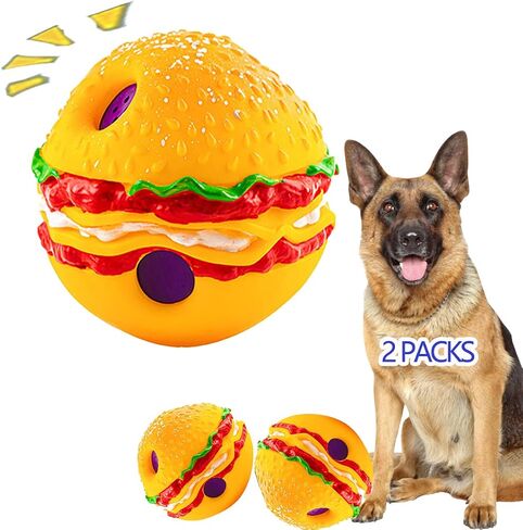 (2-pack)4"hamburger pet ball,Wobble Giggle hamburger Dog Ball,Strange dog toy ball,Pet Ball,Training Playing Ball,Interactive Toy for small medium and large dog,The best fun giggle sound dog toy, TV in Saudi Arabia