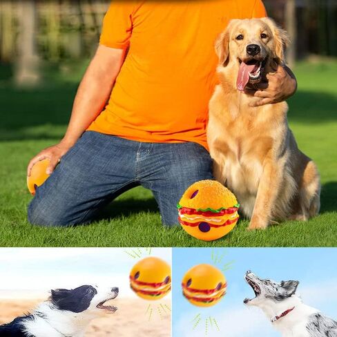 (2-pack)4"hamburger pet ball,Wobble Giggle hamburger Dog Ball,Strange dog toy ball,Pet Ball,Training Playing Ball,Interactive Toy for small medium and large dog,The best fun giggle sound dog toy, TV in Saudi Arabia