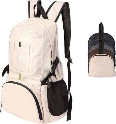 PUREMSX Foldable Backpack for Travel, Adult Water Resistant Lightweight Packable Spring Daypack for Hiking Outdoor Adventure, Brown in Kuwait