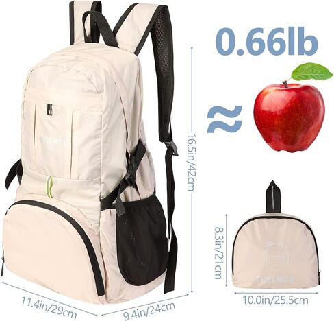 PUREMSX Foldable Backpack for Travel, Adult Water Resistant Lightweight Packable Spring Daypack for Hiking Outdoor Adventure, Brown in Kuwait